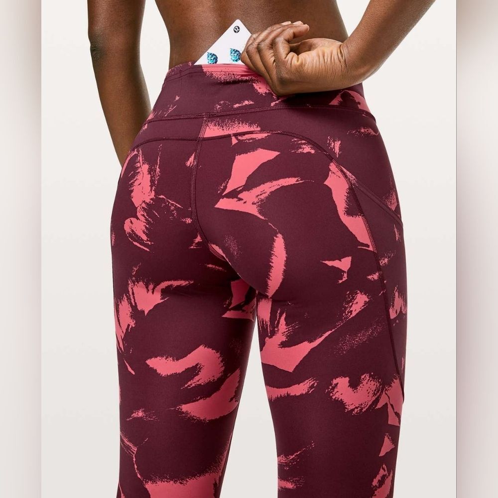 Lululemon Wunder Under High-Rise Legging Flower Poppy Nulux Size 4 W/Pockets